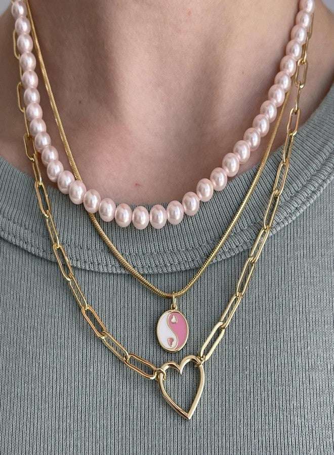 ASCOMY Dainty Gold Necklace for Women 14K Gold Plated Necklaces for Her Delicate Love Heart Necklace Paperclip Chain Heart Pendant Cute Necklaces Festival Jewelry Gift for Women - Image 5